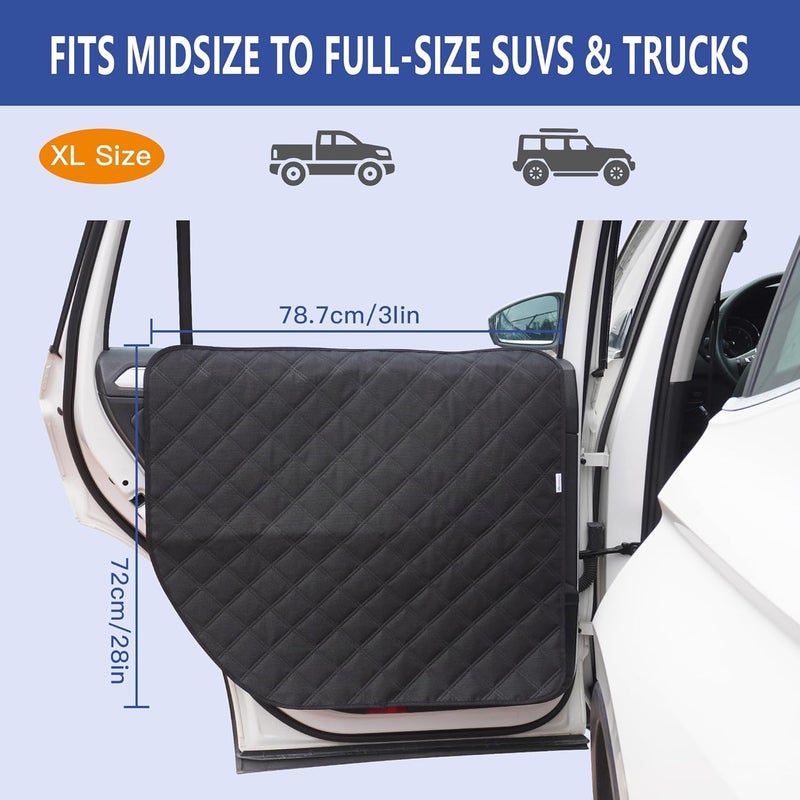 ALLANSING Dog Car Door Protector for Large SUV & Truck – XL Size, Anti-Scratch/Stain-Resistant, Window-Roll-Compatible, 2-Pack, Secure Fit for Wide/Tall Doors (Black) - Image 2